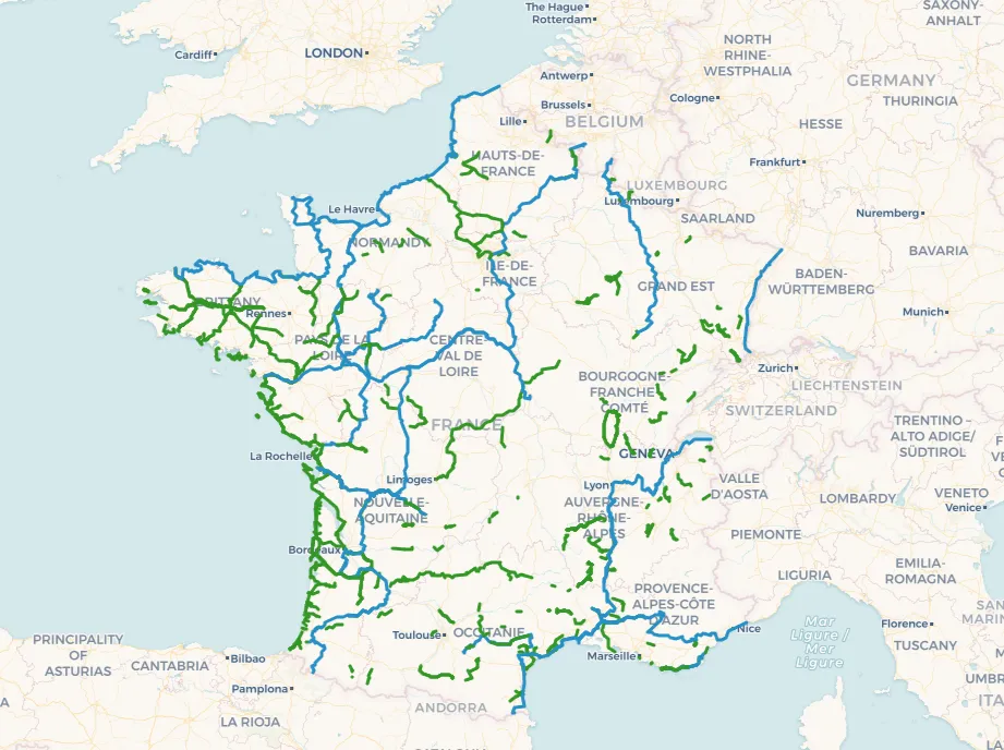 Carte des voies vertes